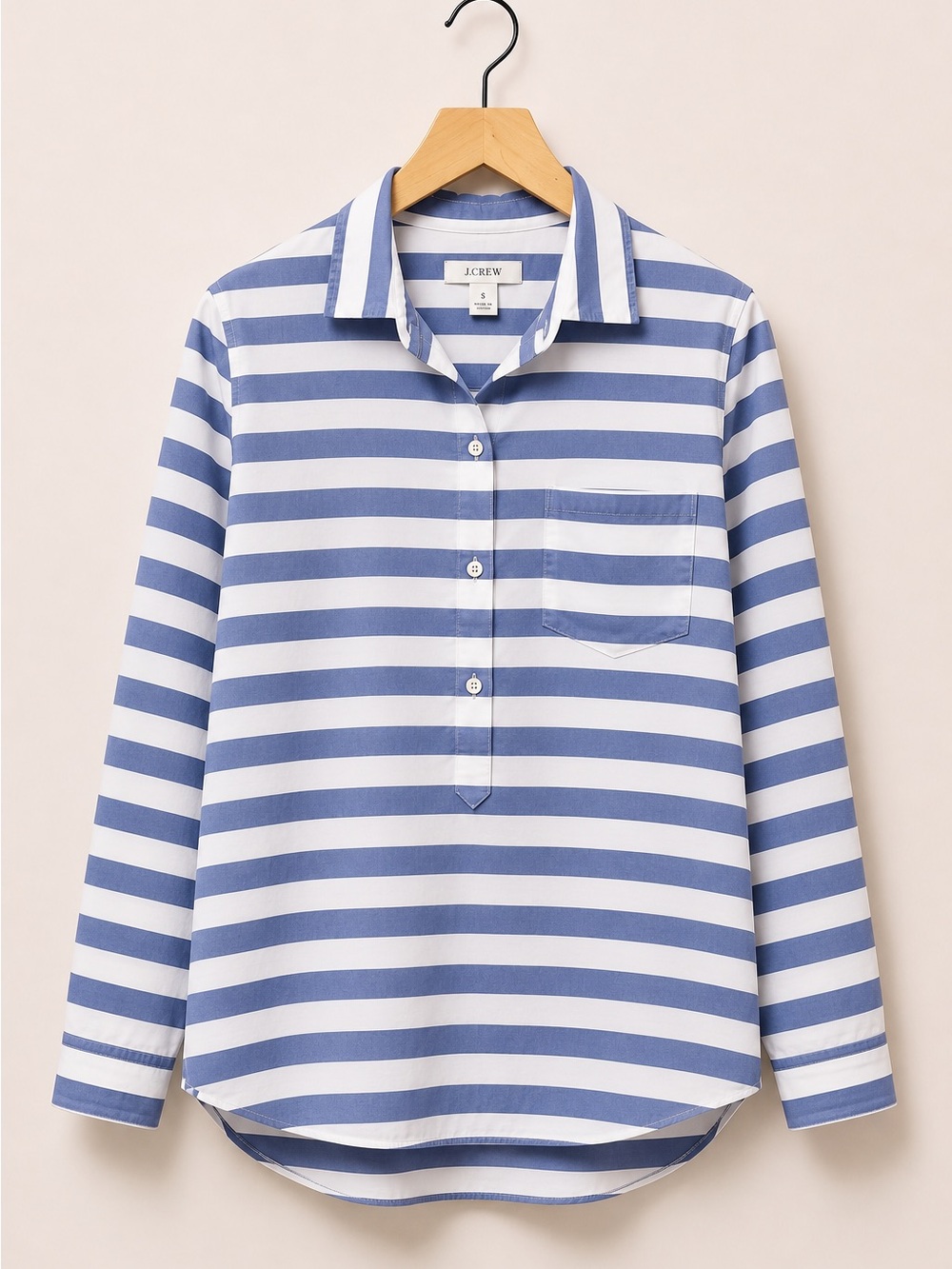 J. Crew Blue & White Striped Button Pullover